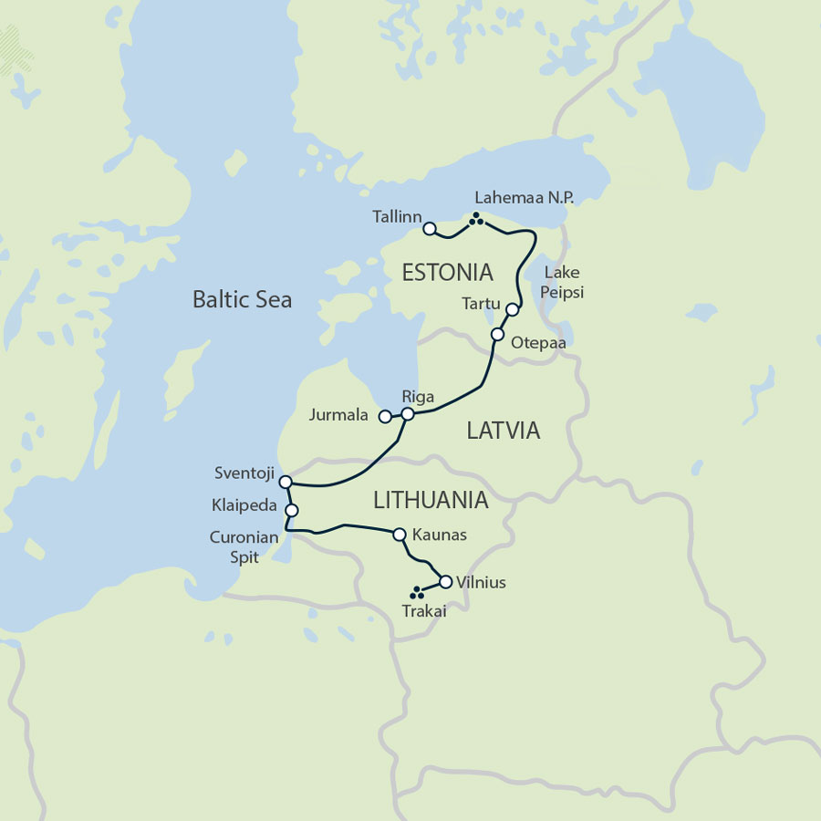 Cycle the Baltics Itinerary Map