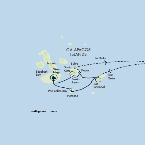Galapagos Walking Adventure Itinerary Map