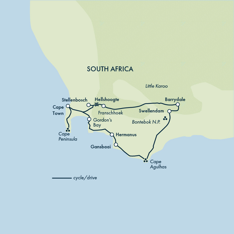 Cycling the Cape & Winelands Itinerary Map