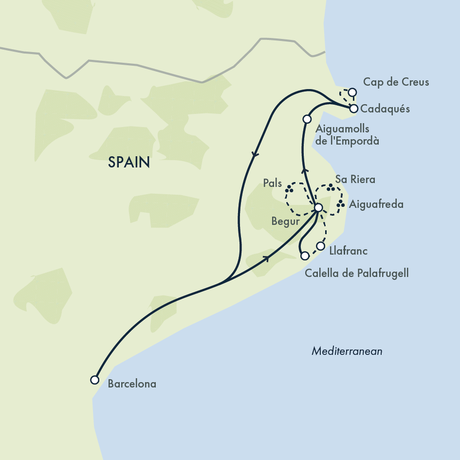 Coastal Walks of Catalunya Itinerary Map