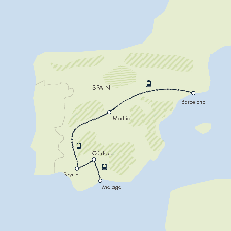 Highlights of Spain by Rail Itinerary Map