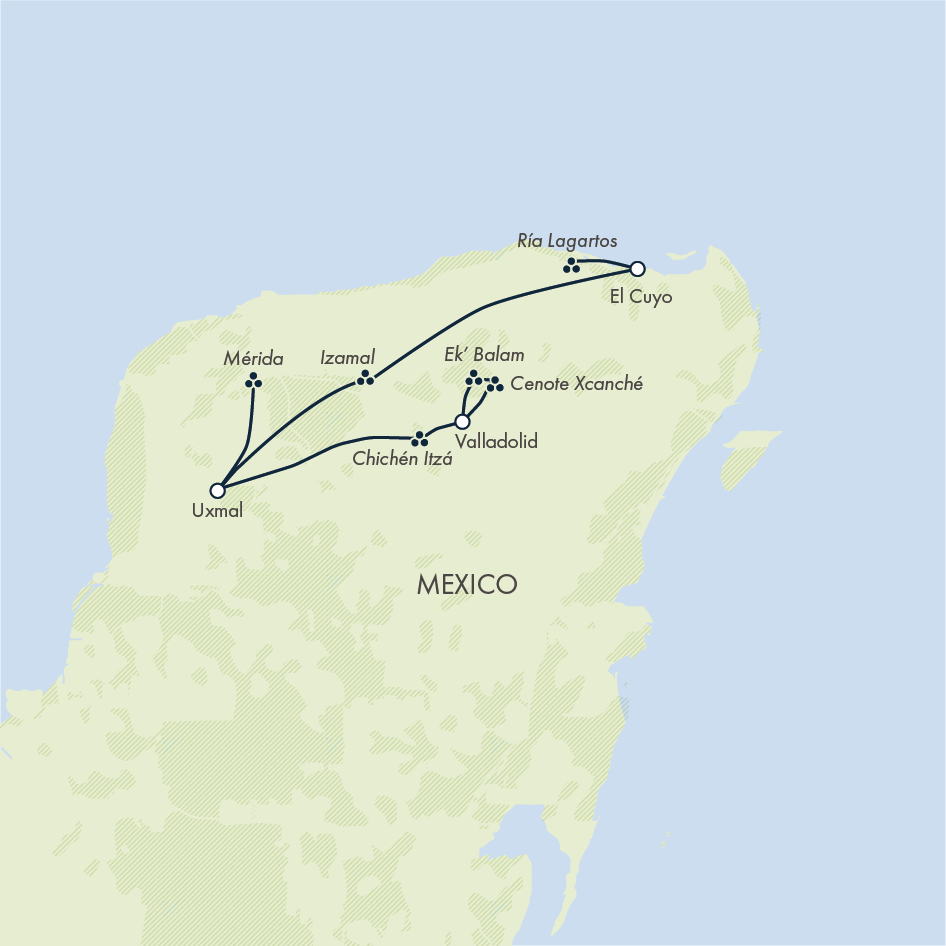 Mexico's Yucatán Adventure Itinerary Map