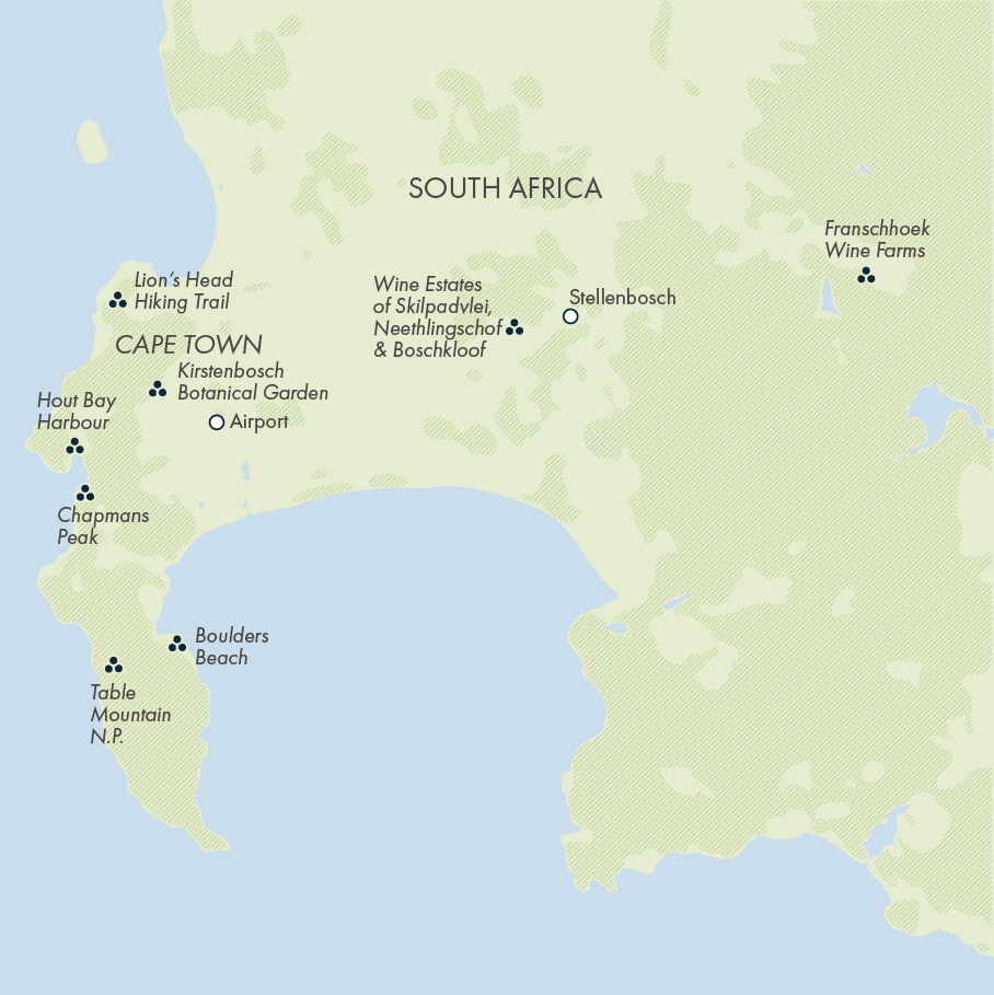 Highlights of South Africa's Winelands Itinerary Map