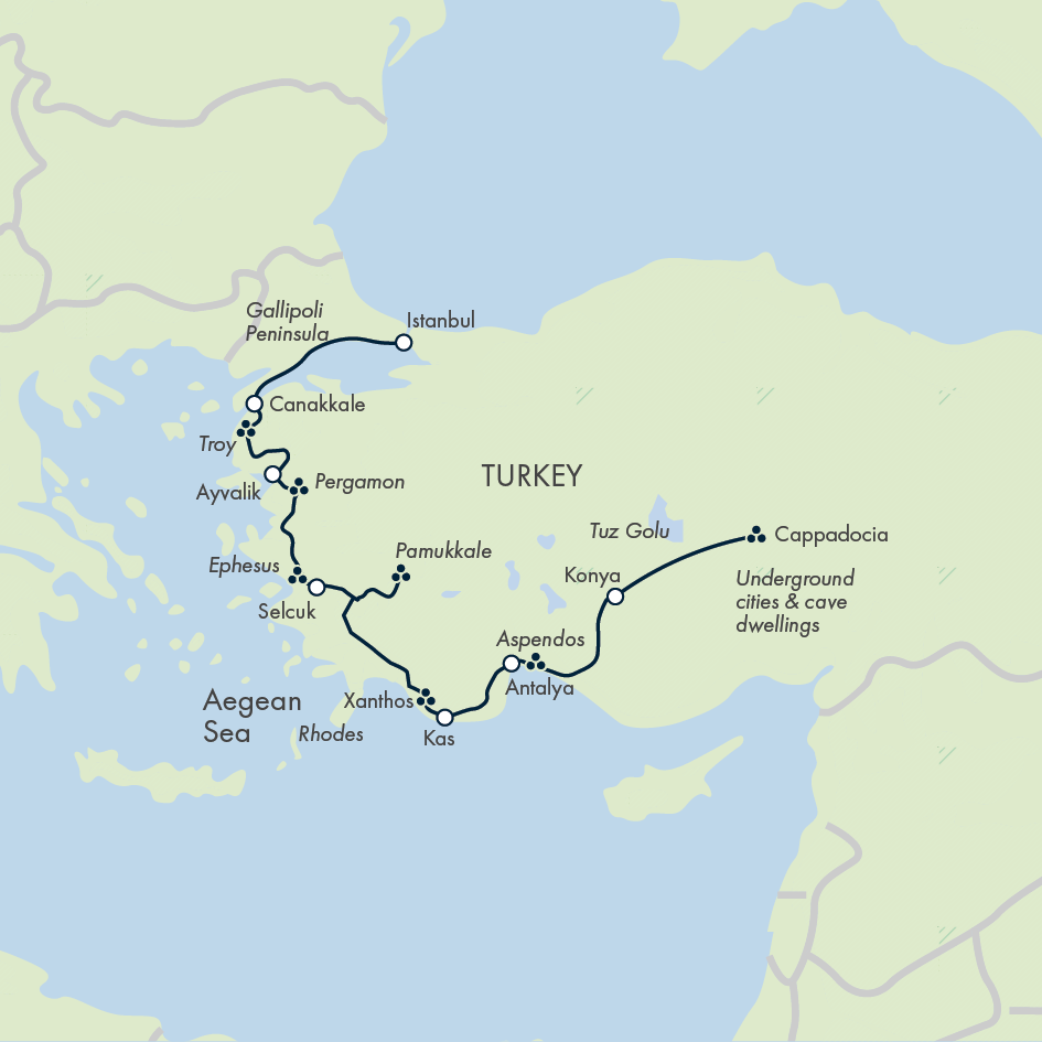 Highlights of Turkey Itinerary Map