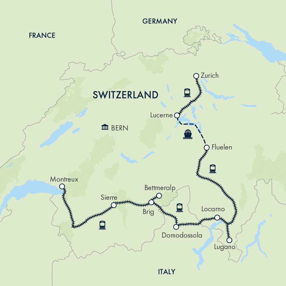 Discover Switzerland by Rail Itinerary Map