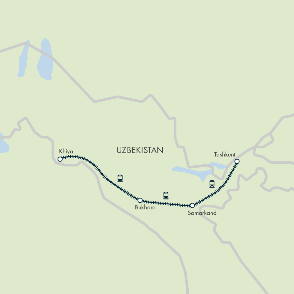 Highlights of Uzbekistan Itinerary Map
