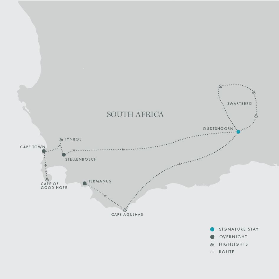 Signature South Africa | Winelands & Wild Shores Itinerary Map